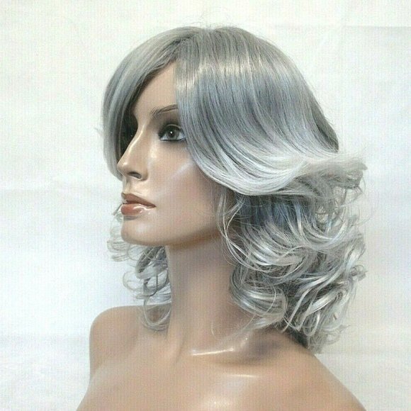 Medium Length Wavy Grey/Silver Heat Resistant Wig main image 5